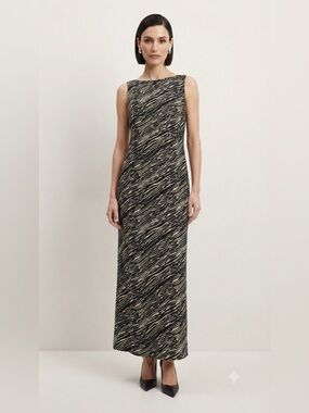 Studio I Sheath Dress sz 12 New with Tags Long Black white zebra
